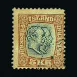 Iceland : (SG 95) 1907 Two Kings 5k slate-blue & brown P12½ cds used centred SE Cat £325 (image