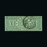 Great Britain - QV (surface printed) : (SG 212) 1891 £1 green, NC, well centred, good original