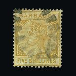 Barbados : (SG 103) 1882-86 CA 5s bistre fine used Cat £200 (image available) [US1]
