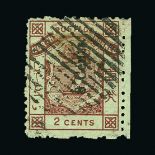 North Borneo : (SG 2) 1883 "8 Cents" on 2c red brown used, thinned, not guaranteed to be genuine Cat