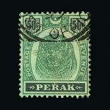 Malaya - Perak : (SG 75) 1895-99 Tiger 50c green and black v.f.u. Cat £170 (image available) [US2]