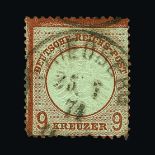 Germany - 1871 to 1945 : (SG 27) 1872 large Shield 9k chestnut, centred to SE, good embossing, v.g.