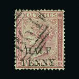 Seychelles : (SG Z32) 1876 ½d on 10d maroon with full B64, very fine Cat £300 (image available) [