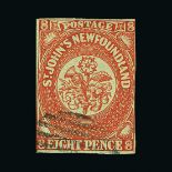 Newfoundland : (SG 8) 1857-64 8d scarlet vermilion very nicely used, clear margins top & bottom,