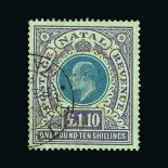 Natal : (SG 143) 1902 KE7 Crown CC £1.10s green & violet cds used  Cat £130 (image available) [US2]