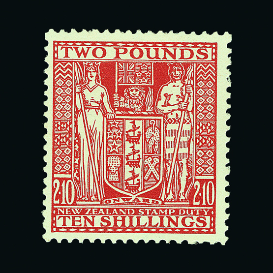 New Zealand - Postal Fiscals : (SG F163) 1931-40 ARMS £2.10s red, very fine mint. Cat £500 (image