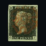 Great Britain - QV (line engraved) : (SG 1) 1840 1d intense black, plate 1b, CJ, large margins all