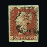 Great Britain - QV (line engraved) : (SG 7) 1841 1d red-brown, from 'black' plate 9, GA, 4 small