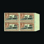 Gibraltar : (SG 128a) 1938-51 perf 13½ 2s, marginal block of 4, fine and fresh, lightly hinged on