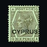 Cyprus : (SG 5) 1880 on GB 6d grey, plate 16, QA, centred to SE, fresh, fine m.m.  Signed on