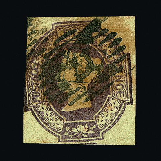 Great Britain - QV (embossed) : (SG 58) 1847-54 6d mauve, just into at left, slight postmark