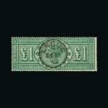 Great Britain - QV (surface printed) : (SG 212) 1891 £1 green, DC, centred to NW, neat LEEDS cds,