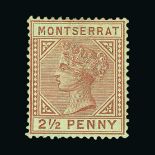 Montserrat : (SG 9) 1884 QV Wmk. Crown CA, Perf.14. 2½d Red-Brown. Fresh unused- missing most of gum