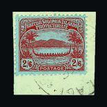 British Solomon Islands : (SG 16) 1908 Small canoe 2s6d on piece with cds cancel Cat £70 (image
