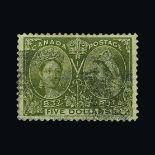 Canada : (SG 140) 1897 Jubilee $5 olive-green with smudgy cancellation but sound  Cat £700 (image