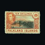 Falkland Islands : (SG 162) 1938-50 10s black and orange-brown, fine u.m. Cat £200 (image