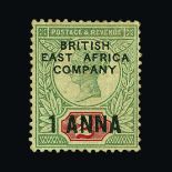 British East Africa : (SG 2) 1890 on GB 1a on 2d, overall toning, signed FRIEDL, m.m.  Scarce.