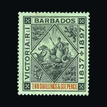 Barbados : (SG 125-133) 1897-8 QV Wmk. Crown CC, Perf.14. Diamond Jubilee set on bluish paper. Fresh