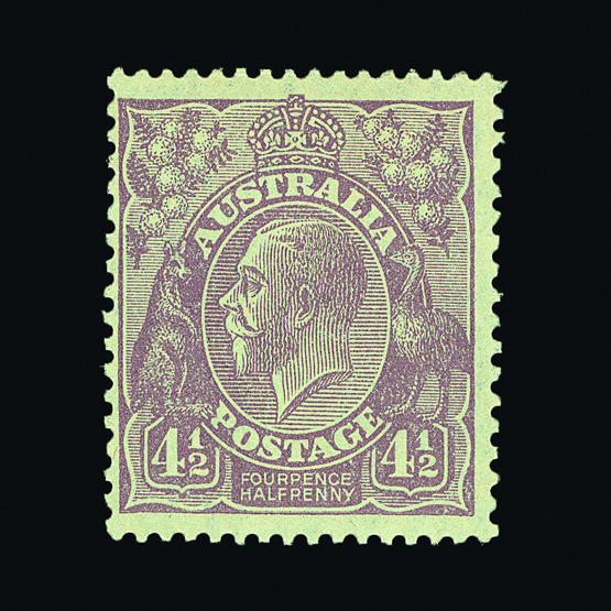 Australia : (SG 103) 1928 KGV 4½d violet (2 distinct shades) fresh mm. (2) Cat £140 (image