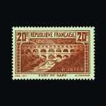 France : (SG 475) 1929 Pictorial issue p. 12½  20F deep red-brown freh mm - strong shade. Cat £