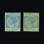 Barbados : (SG 89-102) 1882-86 set to 1s (large ink spot at upper right), plus 1s rose, 3d deep