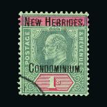 New Hebrides : (SG 9) 1908 KE7 opt on Fiji Crown CA 1s corner cds cancel Cat £300 (image