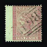 Seychelles : (SG Z25) 1863-72 Mauritius 10d maroon wing marginal with full B64, very fine Cat £