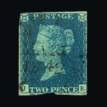 Great Britain - QV (line engraved) : (SG 5h) 1840 2d blue, JE, 3½ tiny good margins, cancelled by