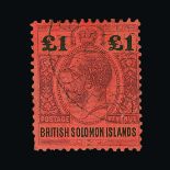 British Solomon Islands : (SG 38) 1914 KGV  Multiple crown CA. £1 Purple & Black/Red. Fine part c.
