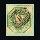 Great Britain - QV (embossed) : (SG 55) 1847-54 1s green, Die 2, just shaves on two sides, v.g.u.