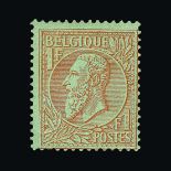 Belgium : (SG 76) 1884 Heads, 1 Fr Red-Brown/Green. Fresh l.m.m. Small gum wrinkle across SW corner.