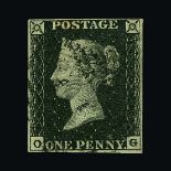 Great Britain - QV (line engraved) : (SG 2k) 1840 1d black, plate 6, OG, 4 small margins,
