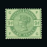 Great Britain - QV (surface printed) : (SG 195) 1883-84 9d dull green, FG, slightly blunted perfs at