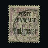 France - Colonies - Madagascar : (SG 15-22) 1895 Overprinted issue on Type Sage 5c - 5F 1F closed