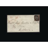 Great Britain - Covers - QV : (SG 16b) 1850 HENRY ARCHER trial perf 1d red-brown, plate 99, DJ, used