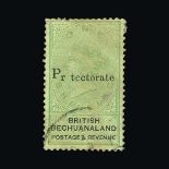 Bechuanaland : (SG 46a) 1888 1/- green & black 'Protectorate' overprint with first O of Protectorate