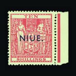 Niue : (SG 81) 1942 Arms 10s pale carmine lake, single lined watermark, fine mint. Cat £140 (image