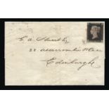 Great Britain - Covers - QV : (SG 2) 1840 1d black, plate 2, DE, 4 good margins, with long