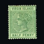 British Virgin Islands : (SG 27b) 1883-84 11d dull green, with TOP LEFT TRIANGLE DETACHED variety,