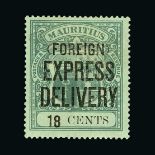 Mauritius : (SG E5a) 1904 Express Delivery 18c, with EXCLAMATION MARK variety, fine m.m.  VERY