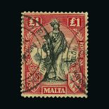 Malta : (SG 140) 1922 Emblematic Figure £1 upright watermark with cds cancels Cat £325 (image