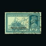 India - States - Patiala : (SG 80/92) 1937-38 set to 3a plus 6a, 12a (faint corner bend) and 1r, v.