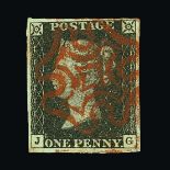 Great Britain - QV (line engraved) : (SG 2) 1840 1d black J-G Plate 2, fabulous 4 margins example