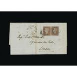 Great Britain - Covers - QV : (SG 12) 1841 1d pale orange-brown, plate 20, horizontal pair GK-GL ('