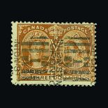 Canada : (SG 138) 1897 Jubilee $3 bistre light machine cancel  centred NE Cat £800 (image available)