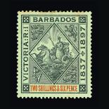 Barbados : (SG 116-124) 1897-8 QV  Wmk.Crown CC, Perf.14. Diamond Jubilee set on white paper, m.m.