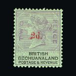 Bechuanaland : (SG 23b) 1888 QV 2d on 2d lilac with variety 'curved foot to 2',  fresh mm. Cat £