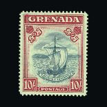 Grenada : (SG 163a) 1938 KG6 10s Perf 14 steel blue & bright carmine (narrow) l.m.m.  Cat £225 (