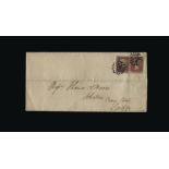 Great Britain - Covers - QV : (SG 8) 1841 1d red-brown, horizontal pair, JB-JC, tied to 1844