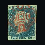 Great Britain - QV (line engraved) : (SG 6) 1840 2d pale blue, plate 1, IG, 4 small to good margins,
